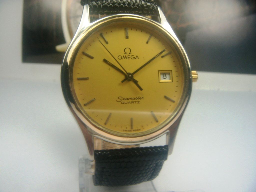 classic omega seamaster date quartz men"s watch