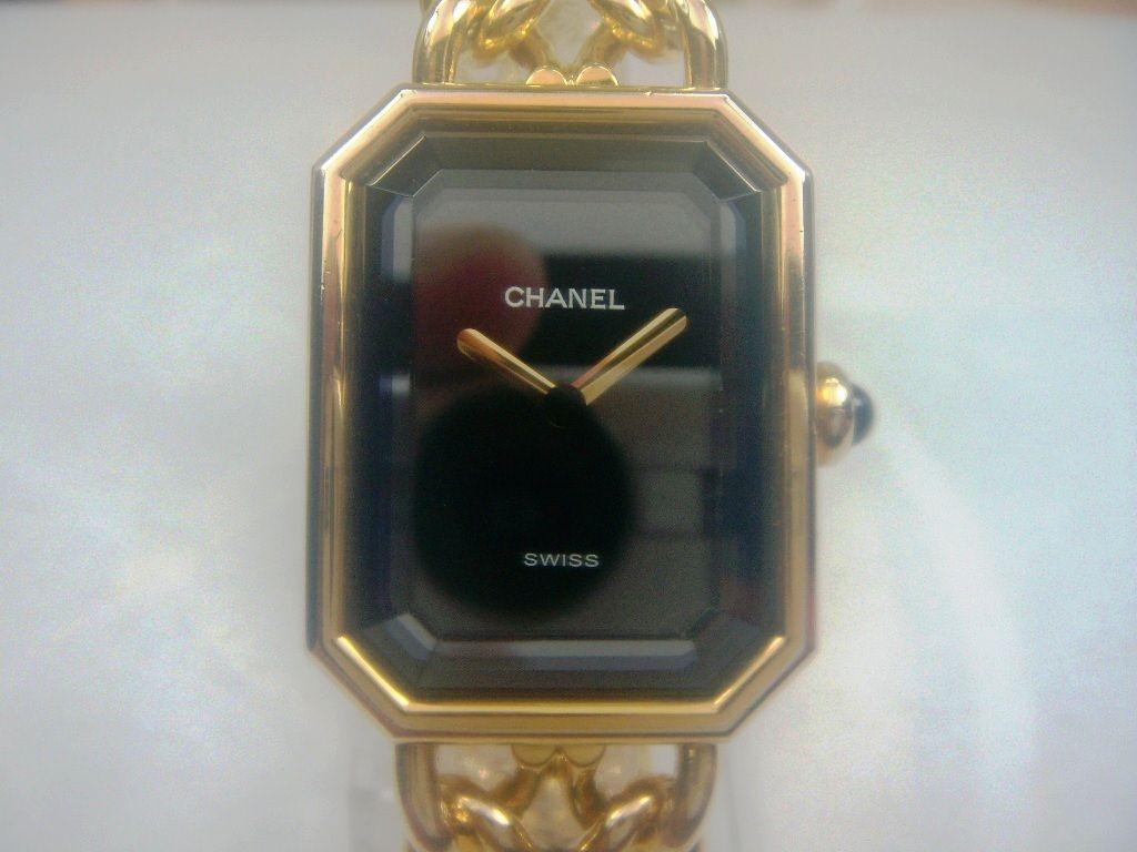 authentic chanel paris premiere gold plaque faceted ladies watch