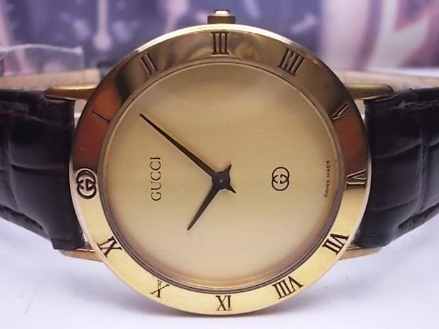 Gucci Gold Plated Quartz Mens Watch Model 3000m Gold Dial Ebay