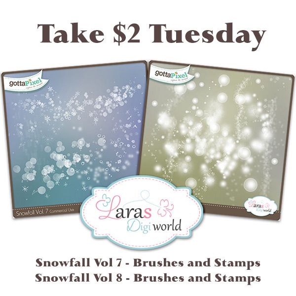 Take $2 Tuesday Lara's Digi World - Snowfall Vol 7 and 8 - Brushes and Stamps