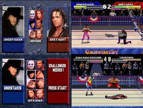WWF Wrestlemania: The Arcade Game - Melhor versão da era 16 bits! Mega drive leva vantagem por ter mais lutadores.