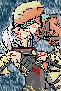 Haseo and Azure Kite, a bloody kiss.