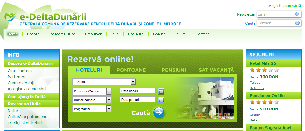 rezervare online, cazare online, Delta Dunarii