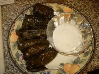 dolmades and sauce
