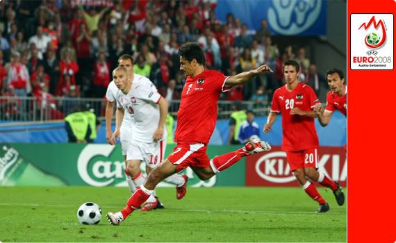 Austria v Poland - Ivica Vastic scores a penalty in the last minute against Poland