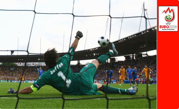 Italy v Romania - Buffon makes a last minute penalty save to keep Italy in the tournament