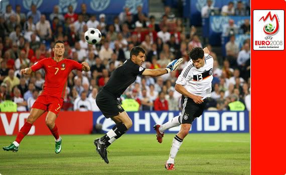Portugal v Germany - Ballack scores the decisive goal of the match... but was there a push in the back of his Chelsea teamate Paulo Ferreira?