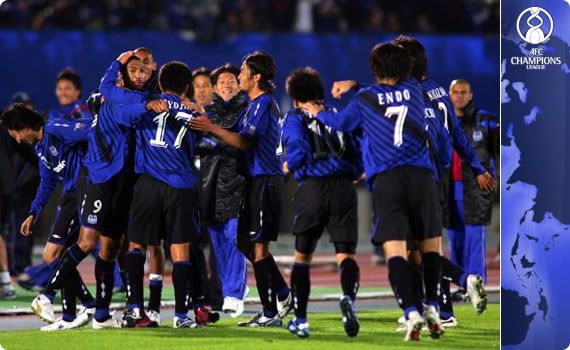 Gamba Osaka celebrating their stunning performance in the ACL final against Adelaide United