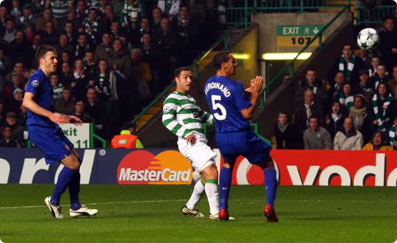 Scott McDonald, the pint sized Ozzie doinked the ball over fill-in keeper Ben Foster and put Celtic ahead after only 12minutes