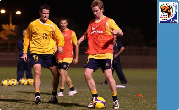 The Socceroos train under the cover of darkness and cooler conditions as they prepare for Bahrain