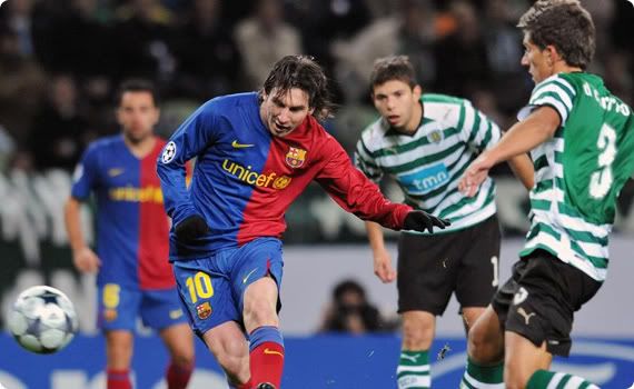 Lionel Messi was among the top finishes of his class as Barca taught Sporting a few lessons... 5 to be precise