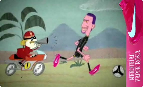 A cartoon recreation of the Pink Panther used to advertise the Mercurial Vapor Rosa