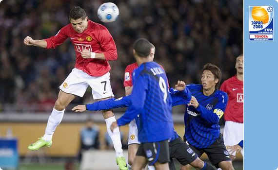 Ronaldo scores the second for United as they go on to romp Gamba 5-3