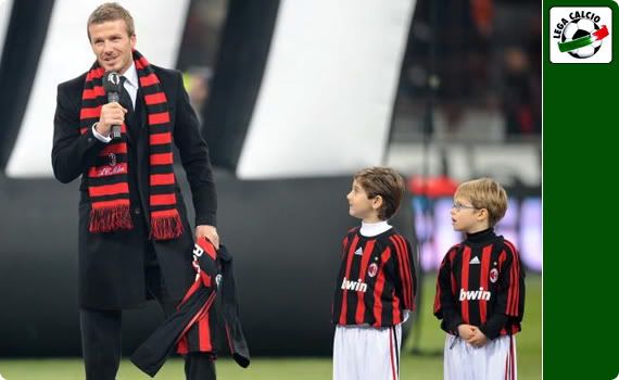Beckham steps up the charm for adoring fans at the San Siro Stadium in Milan