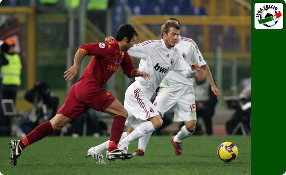 Becks battles it out at the Olympico where Milan met Roma