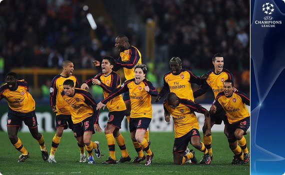 Arsenal keep their nerve, against all the odds and win the penalty shoot-out against Roma