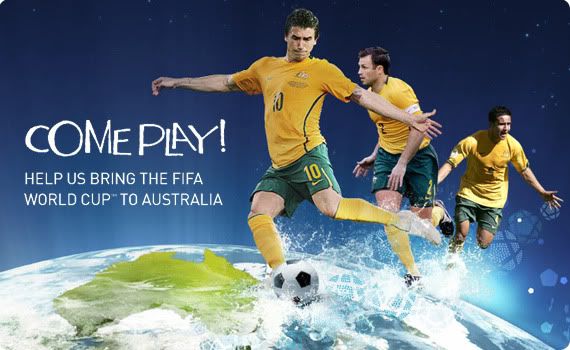 Harry Kewell, Lucas Neil and Tim Cahill... ambassadors of Australia's bid to bring the World's greatest sport down under!