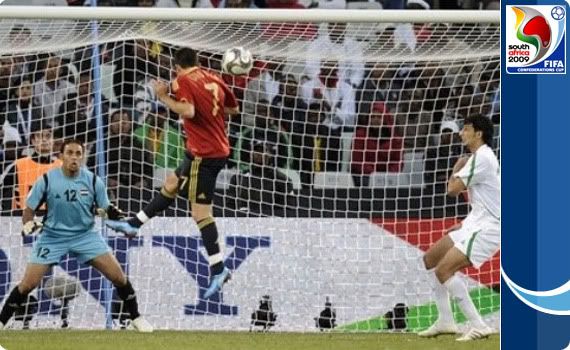 David Villa scored the game breaker to give Spain the edge over the resilient Iraqis