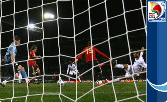 School-boy error by Sergio Ramos, to allow Clint Dempsey to score USA's second