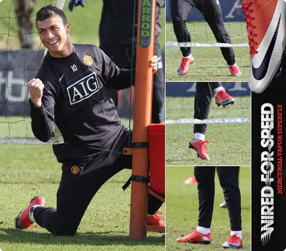 Cristiano Ronaldo wearing the new Nike Mercurial Superfly's at training