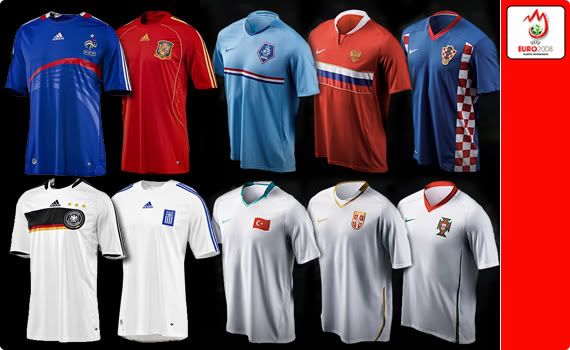 The new Adidas and Nike Euro 2008 jerseys/kits