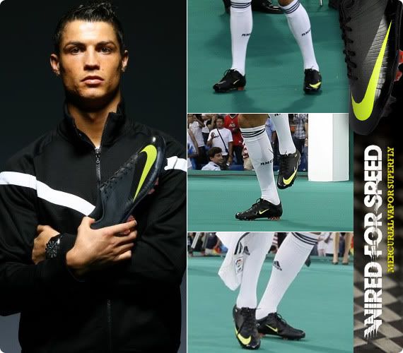 Cristiano Ronaldo was revealed wearing the Black / Voltage Yellow Nike Mercurial Vapor Superfly's