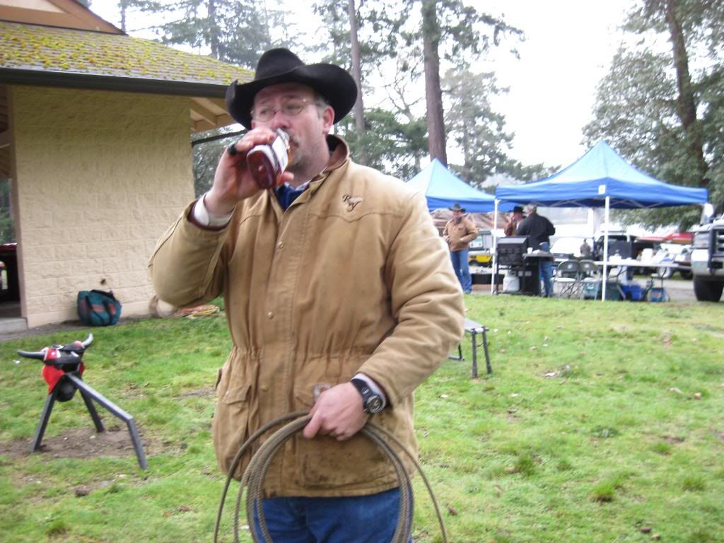 Roping Roy taking needing some nourishment for his roping lessons I need some whiskey before I teach those Morelli girls how to rope!