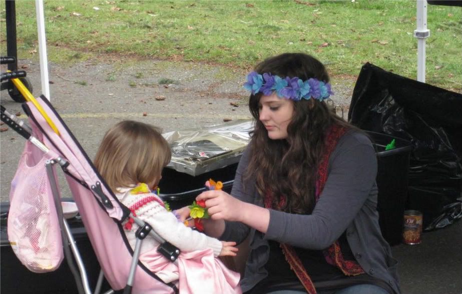 Emma is a trooper Our littlest helper Emma gets some Aloha from jewell