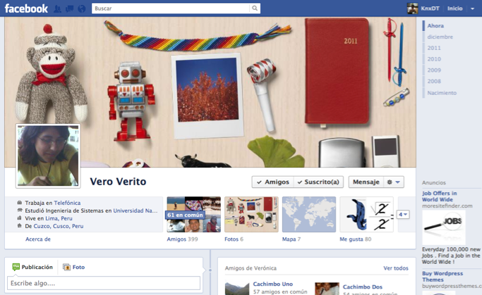 Facebook timeline de Verónica Vargas