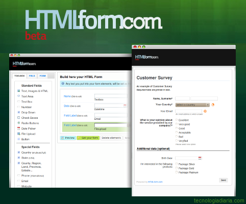 HTMLForm para crear formularios online gratis