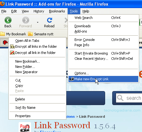 LinkPassword para Firefox: protege tus marcadores favoritos