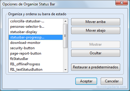 Organize Status Bar: Organizar barra de estado de Firefox