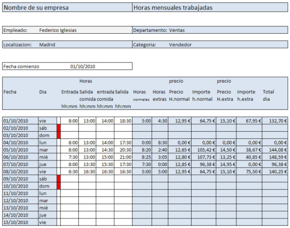 Calcular salario en Excel