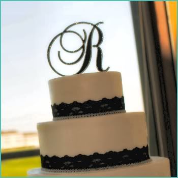 black wedding cake toppers monogram