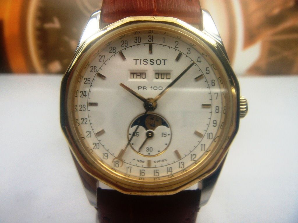 TISSOT PR100 TRIPLE POINTER DATE MOONPHASE QUARTZ MIDSIZE WATCH