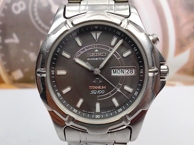 SEIKO KINETIC TITANIUM SQ100 DAY/DATE MEN'S WATCH 5M43-0C00 | eBay