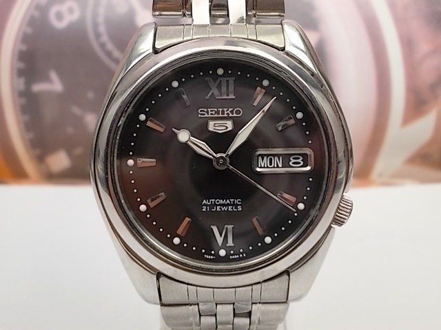 SEIKO 5 DAY/DATE AUTOMATIC MEN'S WATCH 7S26-01T0, BLACK | eBay