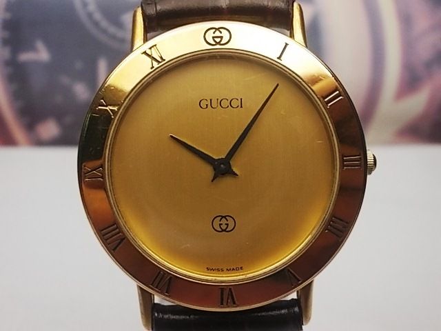GUCCI GOLD PLATED QUARTZ MEN'S WATCH MODEL 3000M, GOLD DIAL | eBay
