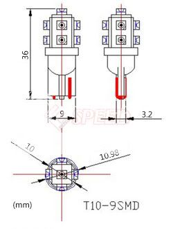 T10 194 License Plate LED Light Bulbs 9 SMD White  