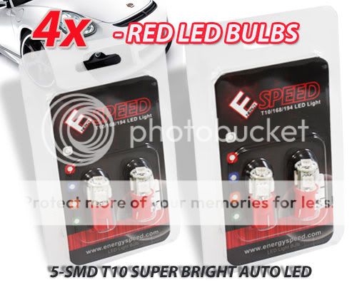 4x 184 192 193 Tail light led bulbs universal RED  