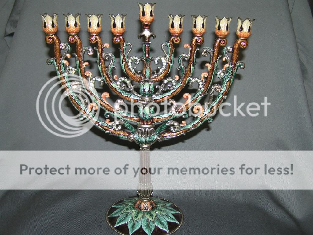 Baroque ENAMEL MENORAH Chanukah HANNUKAH   Judaica ART  