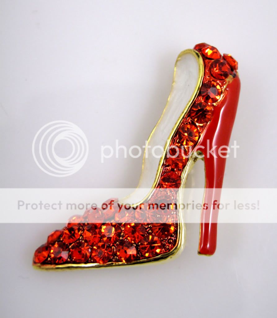 RED SHOES BROOCH PIN MADE WITH SWAROVSKI CRYSTAL NEW  