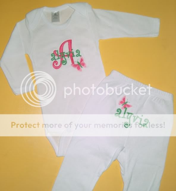 Personalized BUTTERFLY Monogram ONESIE Shirt PANTS SET  