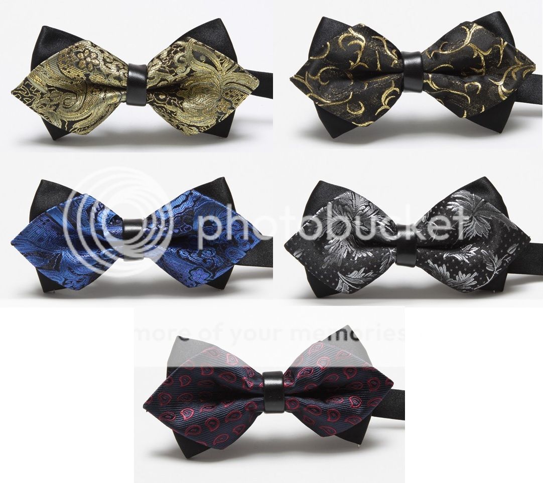 HIGH QUALITY Men Faux Leather Wedding Pre-Tied Bow Tie Bowtie Paisley ...